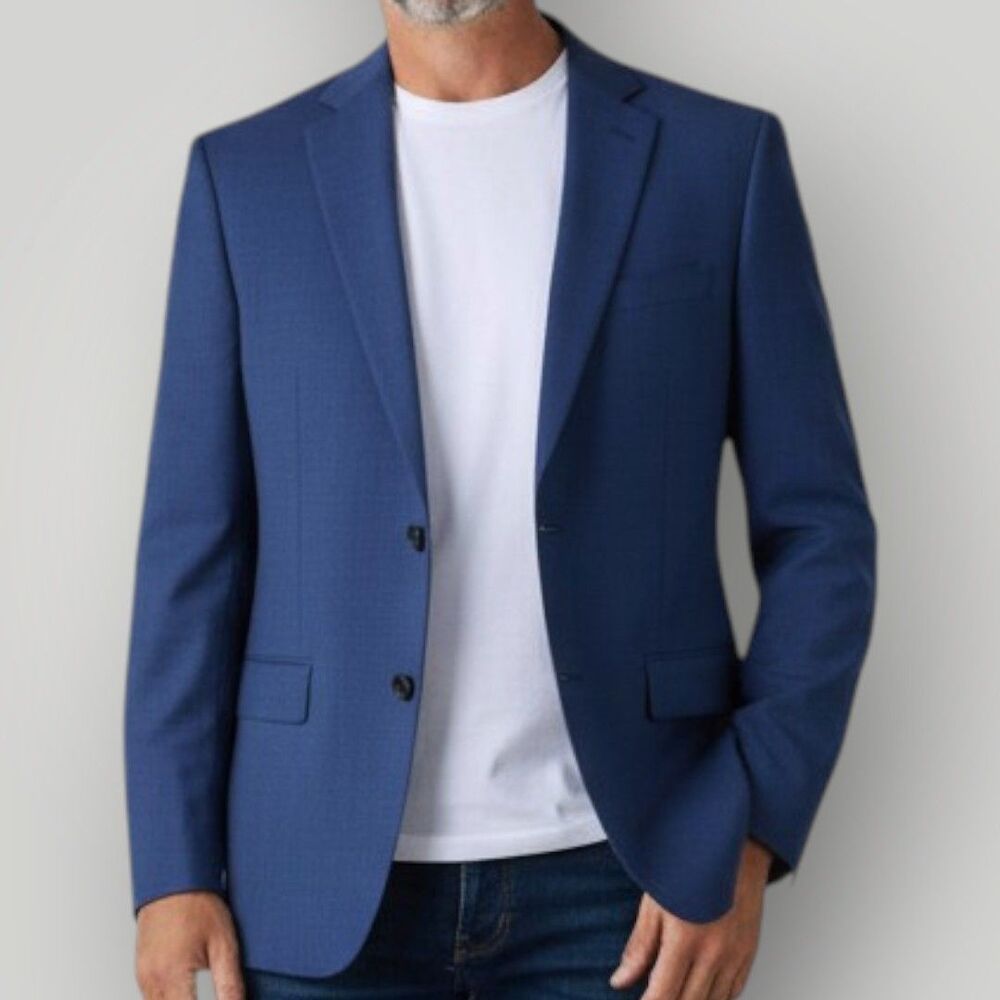 CALVIN KLEIN Mens Blazer Sport Coat 2-Button Jacket 40S Stretch Wool Skinny fit